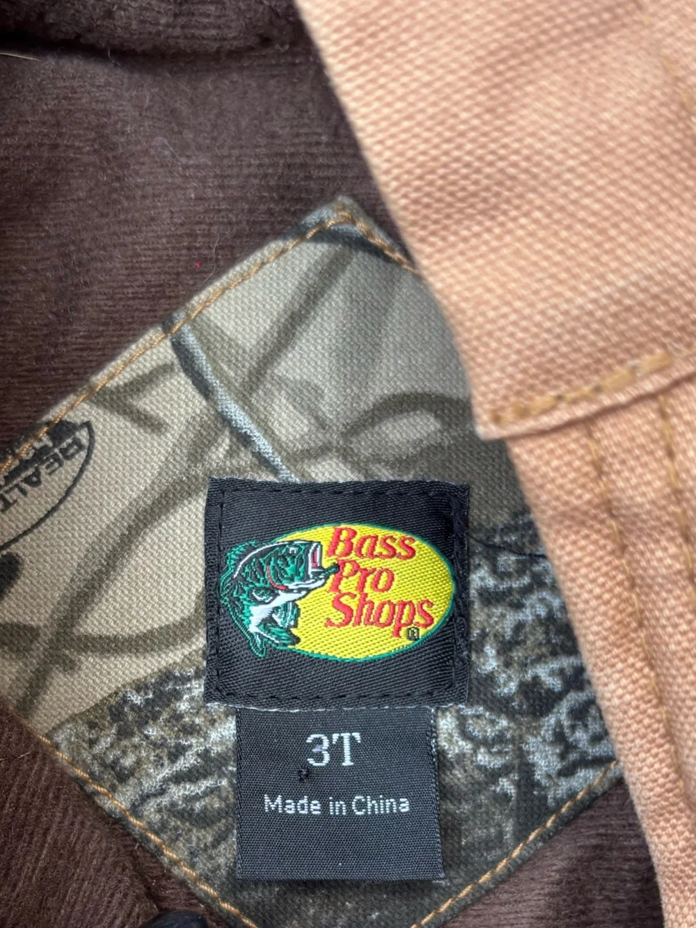 BASS PRO SHOPS BROWN CAMOUFLAGE BOYS JACKET SIZE 3T